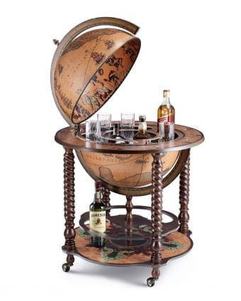 Mappamondo Bar Stile Vintage Con Spazioso  Vano Interno "Bacco"