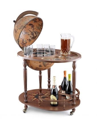 Mappamondo Bar Con Vassoio Ovale In Legno  "Giasone"