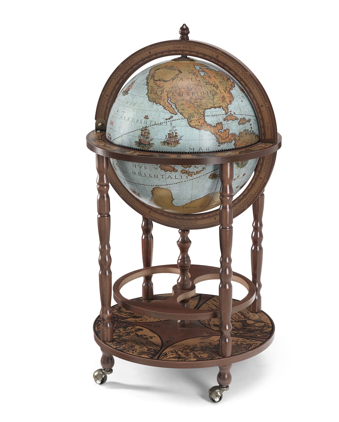 Elegante Mappamondo Bar "Minerva Blu Oceano" - immagine 2