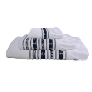 Set Asciugamani 3 Pz. Bianco Anchors,
  Collezione Santorini