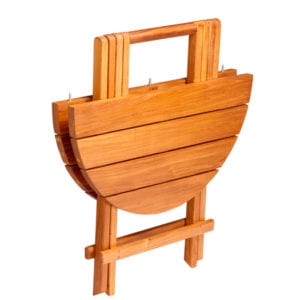 Tavolo Tondo Di Teak Pieghevole, 80Cm - immagine 2