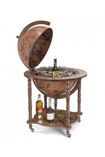 Ampio Mappamondo Bar Con Vano Interno Per  Bottiglie "Dedalo" Classico