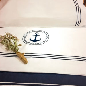 Lenzuolo &Amp; Federa Da Cuscino –
Individuale Blu (Con Ricamo), Collezione Santorini - immagine 2