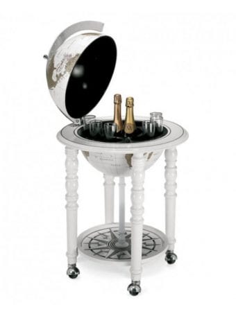 Mappamondo Bar Di  Design Con Ruote “Elegance” – All White
