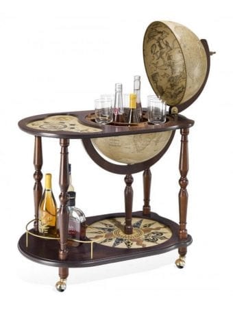 Mappamondo Carrello Bar Con Ampio Vassoio
  Porta-Bicchieri “Venere”