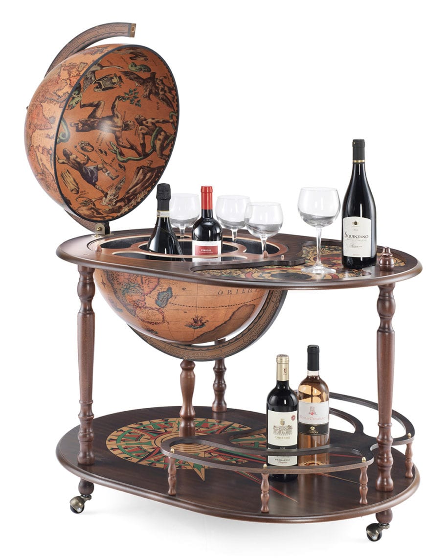 Elegante Mobile Bar Con Piano Ovale In Legno "Artemide" - immagine 4