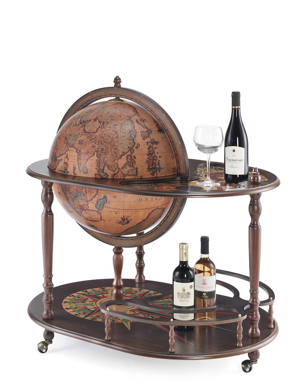 Elegante Mobile Bar Con Piano Ovale In Legno "Artemide" - immagine 2
