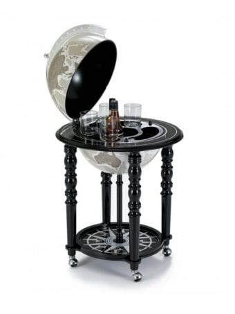 Mappamondo Bar Di Design Con Ruote  “Elegance” – Black/Warm Grey