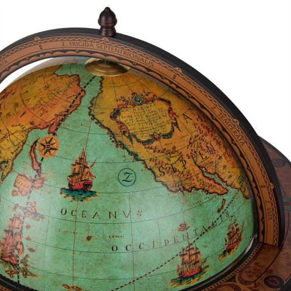Mappamondo Bar Stile Vintage Con Spazioso Vano Interno "Bacco Laguna" - immagine 6