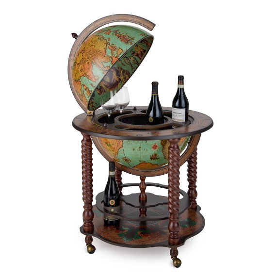 Mappamondo Bar Stile Vintage Con Spazioso Vano Interno "Bacco Laguna"